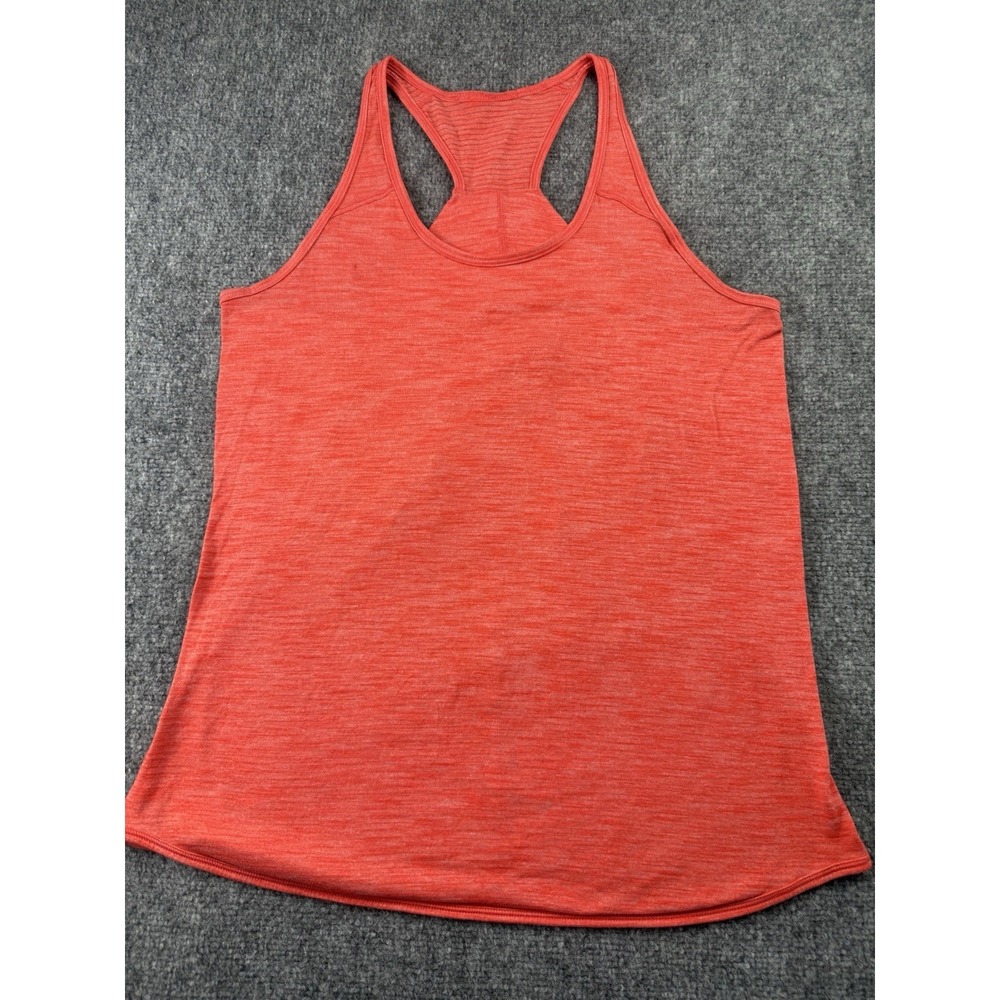 Lululemon Womens Twist Back Racerback Tank Heathered Coral Active Top Size 12 - Picture 1 of 10